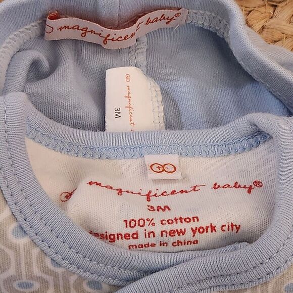 Magnificent Baby Magnetic Me Blue Geometric Cotton 2pc Pajama Set Size 3Month-E5 - Picture 4 of 4